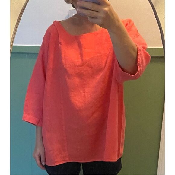 Vintage MATCH POINT Linen Shirt Tunic Pink S - Picture 7 of 8